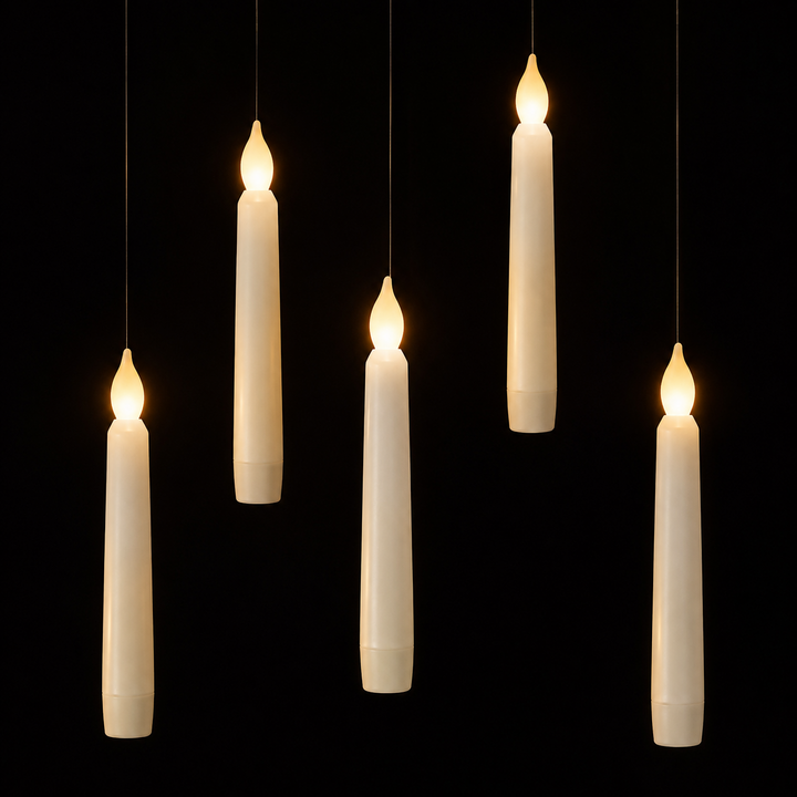 Velas Flotantes Magic Glow encendidas sobre fondo negro